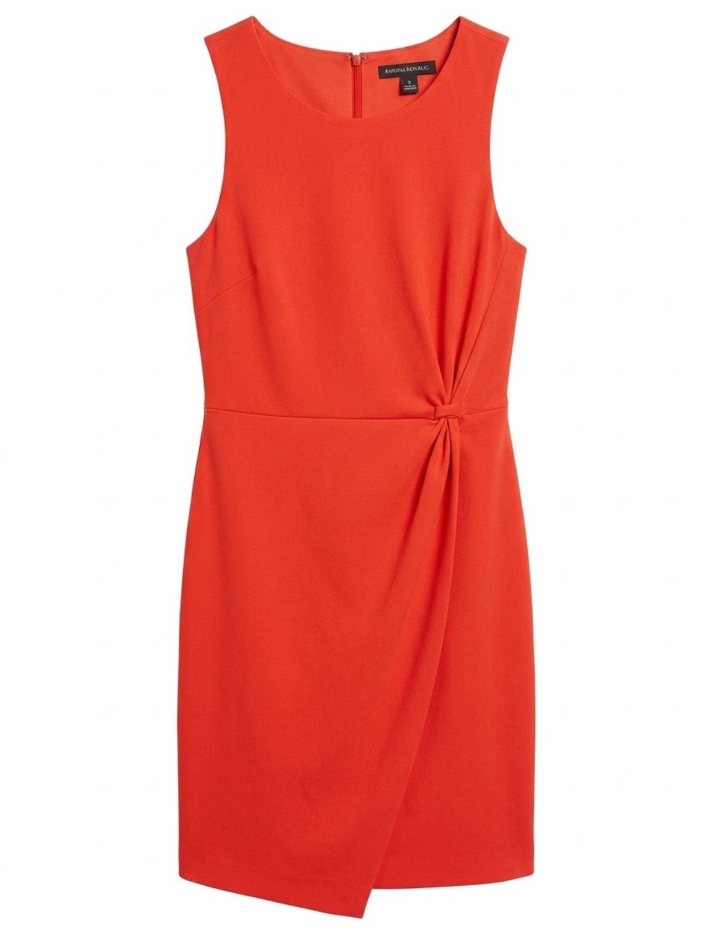 Banana Republic | Orange Sleeveless Knot Front Faux Wrap Sheath Dress | Size 8